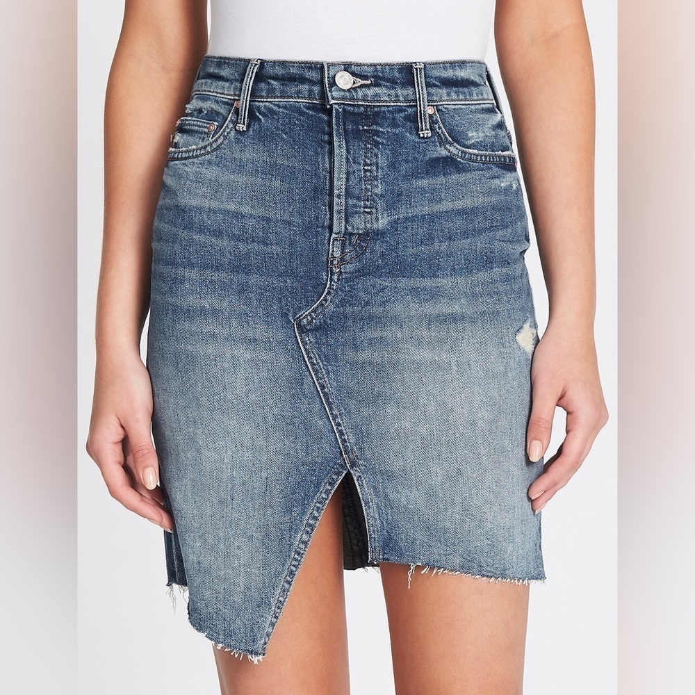 MOTHER Superior Denim The Tomcat Slide Mini Fray Skirt - Better When It's Wrong